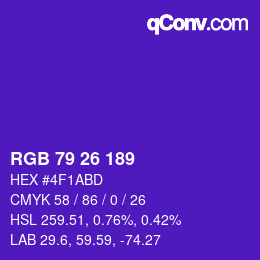 カラーコード: RGB 79 26 189 | qconv.com