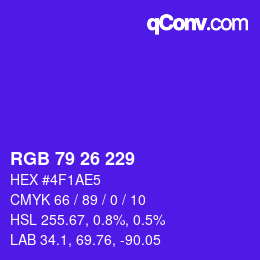 カラーコード: RGB 79 26 229 | qconv.com