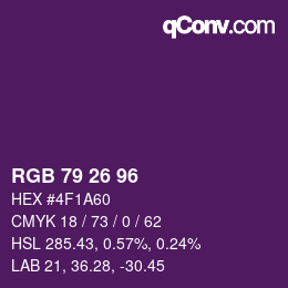 Code couleur: RGB 79 26 96 | qconv.com