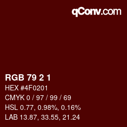 Color code: RGB 79 2 1 | qconv.com