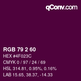 カラーコード: RGB 79 2 60 | qconv.com