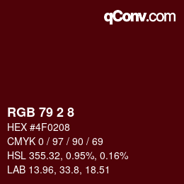 カラーコード: RGB 79 2 8 | qconv.com