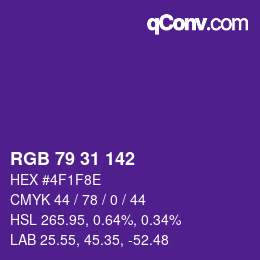 Color code: RGB 79 31 142 | qconv.com