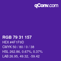 カラーコード: RGB 79 31 157 | qconv.com