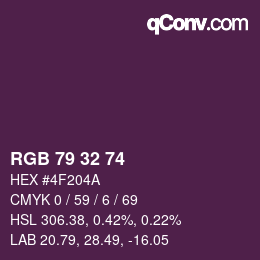カラーコード: RGB 79 32 74 | qconv.com