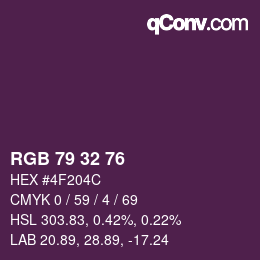 Color code: RGB 79 32 76 | qconv.com