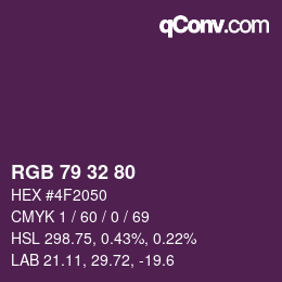 颜色代码: RGB 79 32 80 | qconv.com