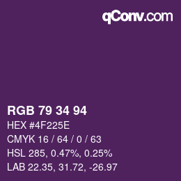 Color code: RGB 79 34 94 | qconv.com