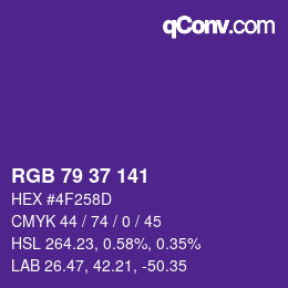 カラーコード: RGB 79 37 141 | qconv.com