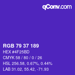 カラーコード: RGB 79 37 189 | qconv.com