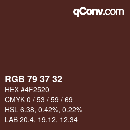 Color code: RGB 79 37 32 | qconv.com
