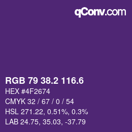 カラーコード: RGB 79 38.2 116.6 | qconv.com