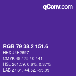 カラーコード: RGB 79 38.2 151.6 | qconv.com