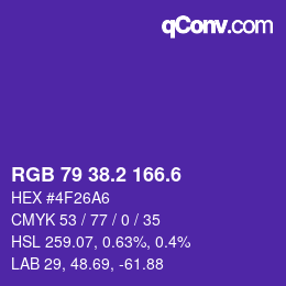 カラーコード: RGB 79 38.2 166.6 | qconv.com