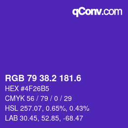 カラーコード: RGB 79 38.2 181.6 | qconv.com