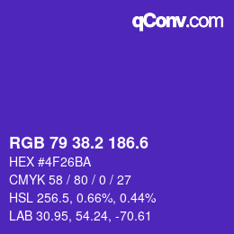 カラーコード: RGB 79 38.2 186.6 | qconv.com