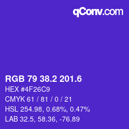 カラーコード: RGB 79 38.2 201.6 | qconv.com