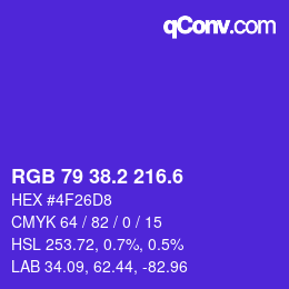 カラーコード: RGB 79 38.2 216.6 | qconv.com
