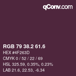 カラーコード: RGB 79 38.2 61.6 | qconv.com