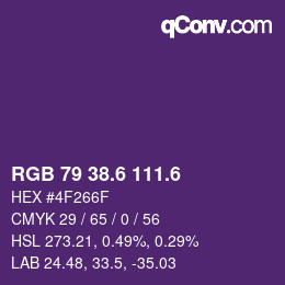 カラーコード: RGB 79 38.6 111.6 | qconv.com