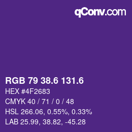 カラーコード: RGB 79 38.6 131.6 | qconv.com