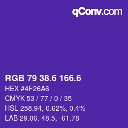 カラーコード: RGB 79 38.6 166.6 | qconv.com