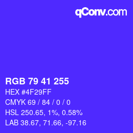 Color code: RGB 79 41 255 | qconv.com