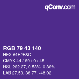 Color code: RGB 79 43 140 | qconv.com