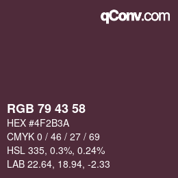 Color code: RGB 79 43 58 | qconv.com