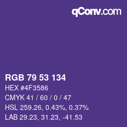 Color code: RGB 79 53 134 | qconv.com