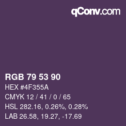 Farbcode: RGB 79 53 90 | qconv.com