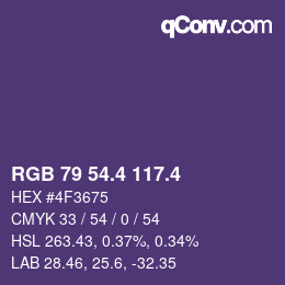 カラーコード: RGB 79 54.4 117.4 | qconv.com