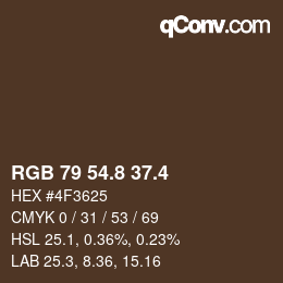 カラーコード: RGB 79 54.8 37.4 | qconv.com