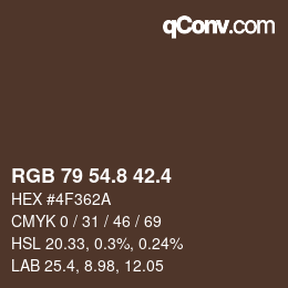 カラーコード: RGB 79 54.8 42.4 | qconv.com