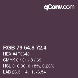 カラーコード: RGB 79 54.8 72.4 | qconv.com