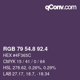 カラーコード: RGB 79 54.8 92.4 | qconv.com