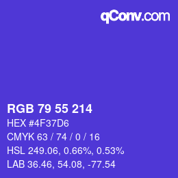 Color code: RGB 79 55 214 | qconv.com