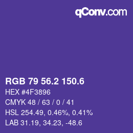 カラーコード: RGB 79 56.2 150.6 | qconv.com