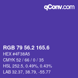 カラーコード: RGB 79 56.2 165.6 | qconv.com