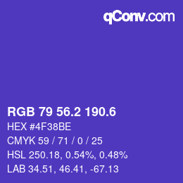 カラーコード: RGB 79 56.2 190.6 | qconv.com