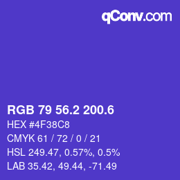 カラーコード: RGB 79 56.2 200.6 | qconv.com