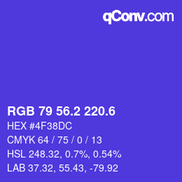 カラーコード: RGB 79 56.2 220.6 | qconv.com