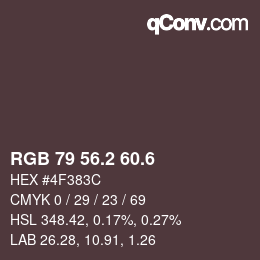 カラーコード: RGB 79 56.2 60.6 | qconv.com