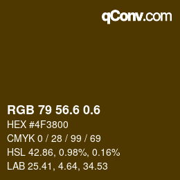 カラーコード: RGB 79 56.6 0.6 | qconv.com