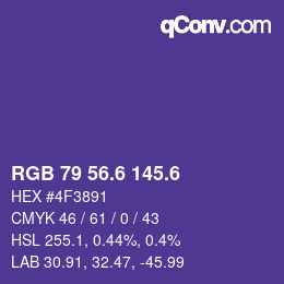 カラーコード: RGB 79 56.6 145.6 | qconv.com
