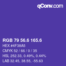 カラーコード: RGB 79 56.6 165.6 | qconv.com