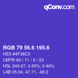 カラーコード: RGB 79 56.6 195.6 | qconv.com