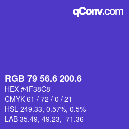 カラーコード: RGB 79 56.6 200.6 | qconv.com