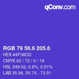 カラーコード: RGB 79 56.6 205.6 | qconv.com