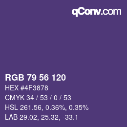 Color code: RGB 79 56 120 | qconv.com